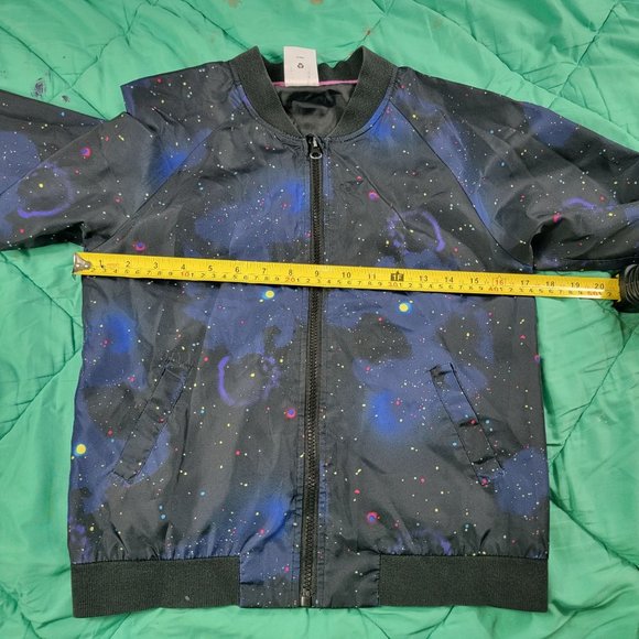 Disney Store Girls 9/10 Star Wars Jacket Black Galaxy Pink Logo Back - Picture 8 of 11